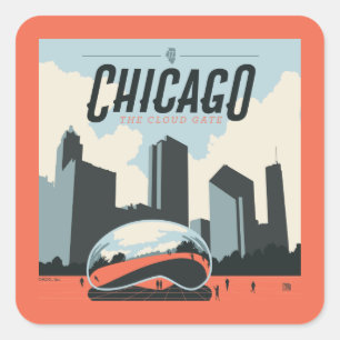 Sticker Carré Chicago, Illinois   Millennium Park
