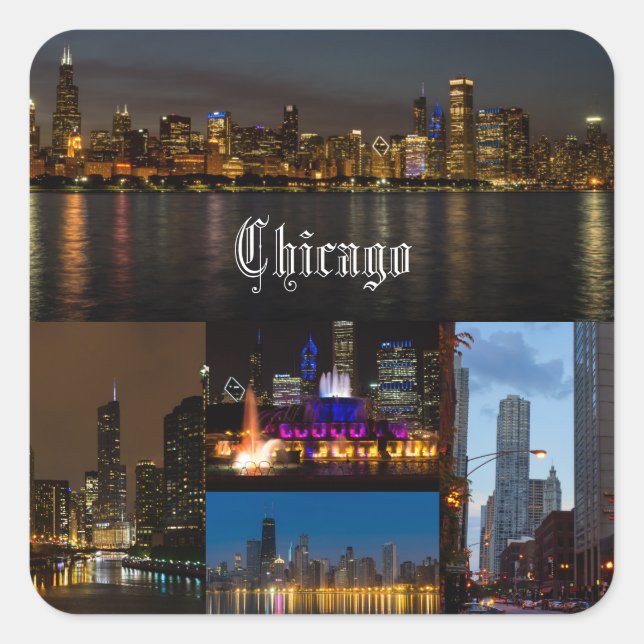 Sticker Carré Chicago Night (Devant)