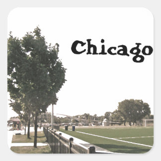 Sticker Carré Chicago Park à Sepia Tones
