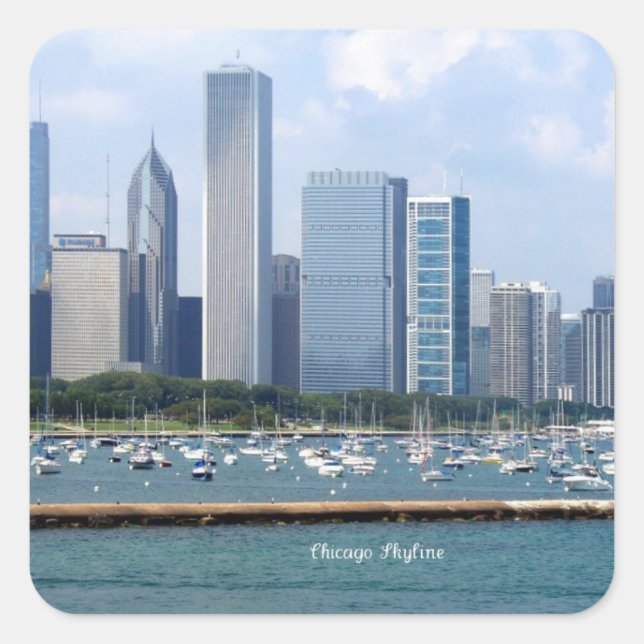 Sticker Carré Chicago Skyline (Devant)