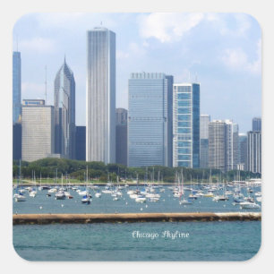 Sticker Carré Chicago Skyline