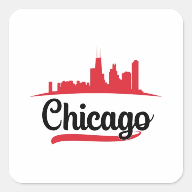Sticker Carré Chicago USA City Skyline Skyline drôle Cadeau (Devant)