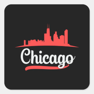 Sticker Carré Chicago USA City Skyline Skyline Drôle idée cadeau