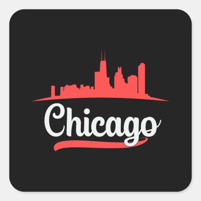 Sticker Carré Chicago USA City Skyline Skyline Drôle idée cadeau (Devant)