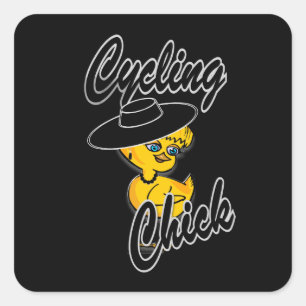 Sticker Carré Chick cycliste #4