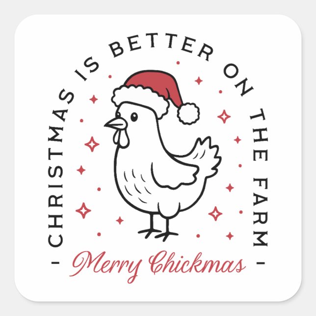 Sticker Carré Chicken Merry Christmas farm country funny quotes (Devant)