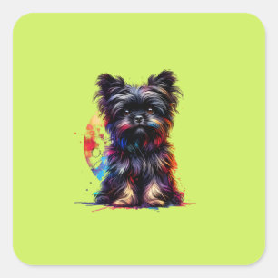 Sticker Carré Chien Affenpinscher