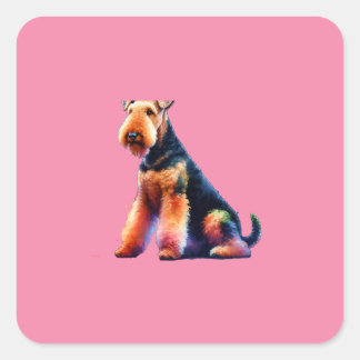 Sticker Carré Chien Airedale