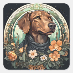 Sticker Carré Chien Art nouveau