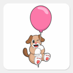 Sticker Carré Chien avec ballon
