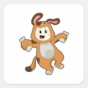 Sticker Carré Chien avec os comme lapin