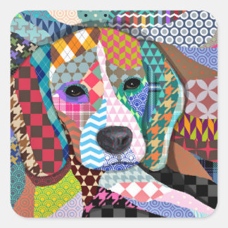 Sticker Carré Chien beagle 161