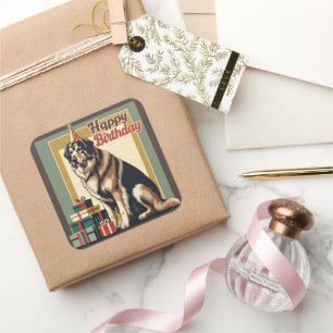 Sticker Carré Chien berger anatolien coloré