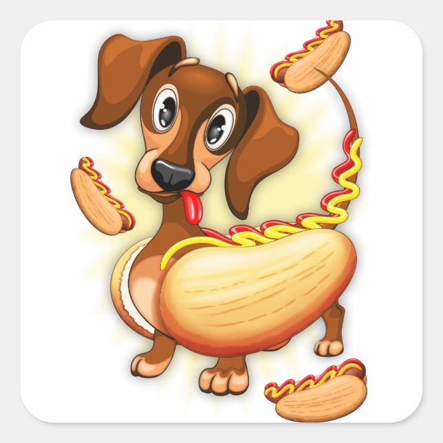 Sticker Carré Chien chaud Dachshund (Devant)