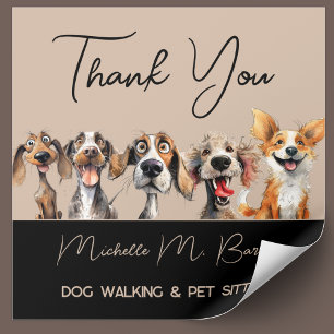 Sticker Carré Chien Chien Walker Groomer Merci moderne