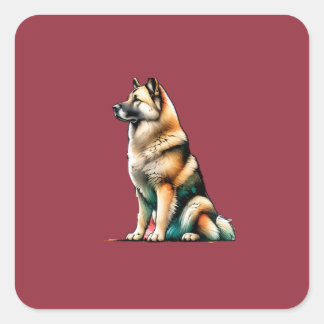 Sticker Carré Chien Chinook