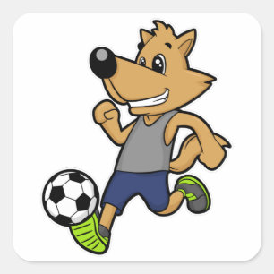 Sticker Carré Chien comme joueur de football à Soccer