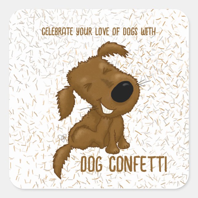 Sticker Carré Chien Confetti Chedding Chien (Devant)