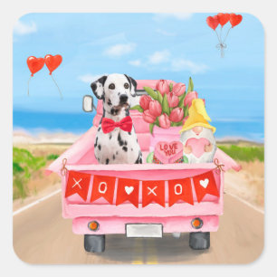 Sticker Carré Chien dalmate Saint Valentin Coeurs de Camion