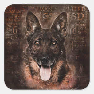 Sticker Carré Chien de berger allemand - GSD