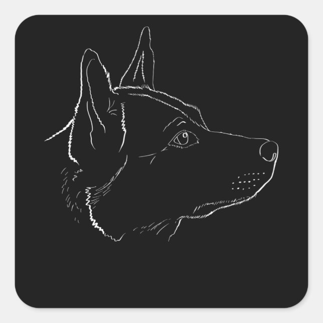 Sticker Carré Chien de bétail australien | Art ligne | Idée cade (Devant)