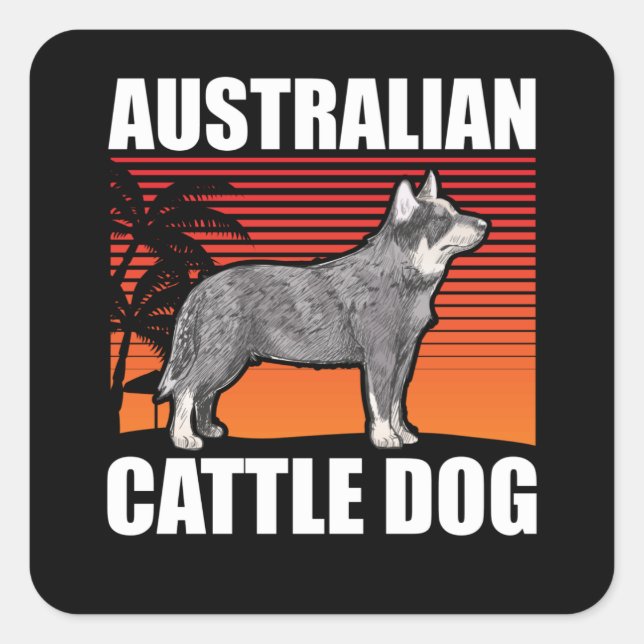 Sticker Carré Chien de bétail australien | Propriétaire de chien (Devant)