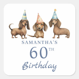 Sticker Carré Chien de Dachshund 60e anniversaire