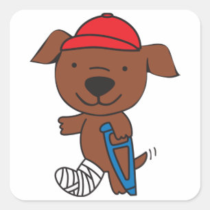 Sticker Carré Chien de la jambe cassé