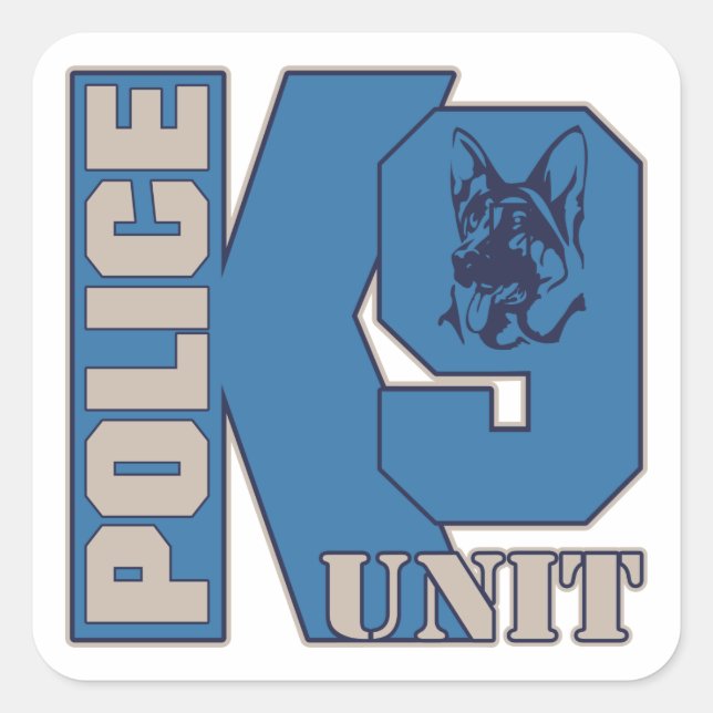 Sticker Carré Chien de l'unité K9 de la police (Devant)