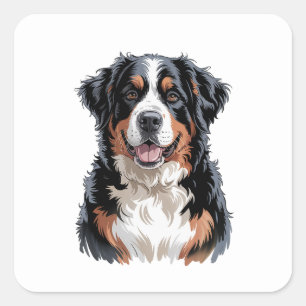 Sticker Carré Chien de montagne bernois
