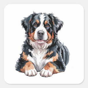 Sticker Carré Chien de montagne bernois