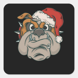 Sticker Carré Chien de Noël