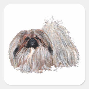 Sticker Carré Chien de Pékin debout
