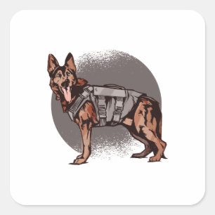 Sticker Carré Chien de police courageux Berger allemand