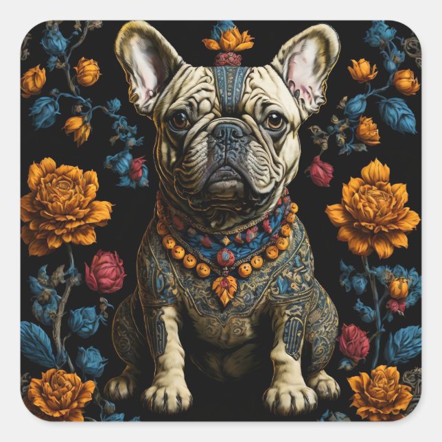 Sticker Carré Chien de taule français de l'art populaire mexicai (Devant)