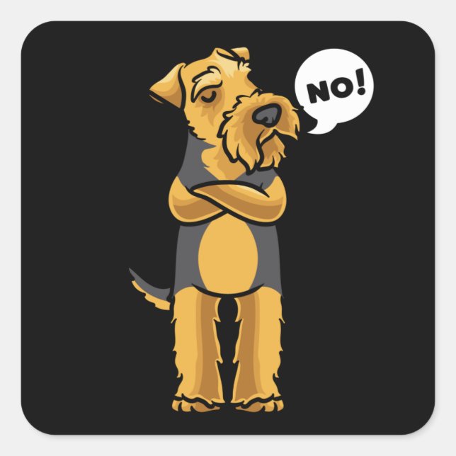 Sticker Carré Chien de Terrier gallois têtu (Devant)