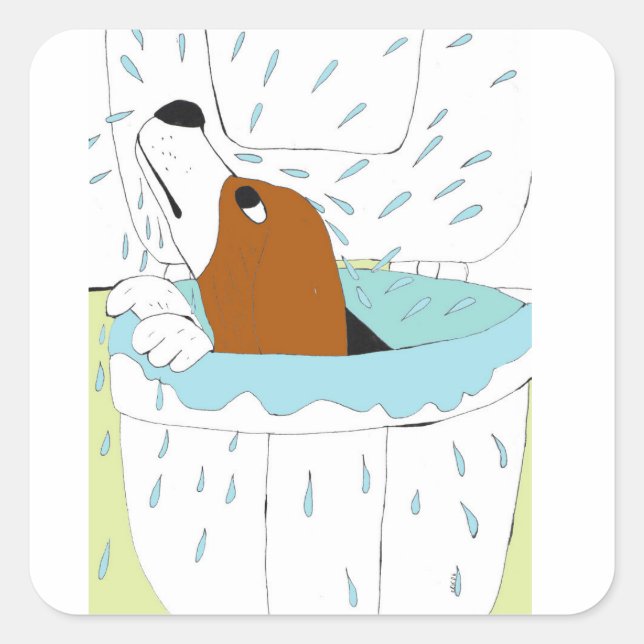 Sticker Carré chien de toilette (Devant)