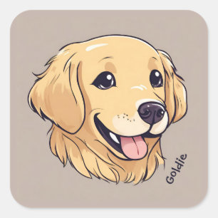 Sticker Carré Chien d'or retriever personnalisé