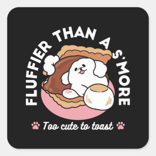 Sticker Carré Chien drôle et design de S'more – Pun pour amateur