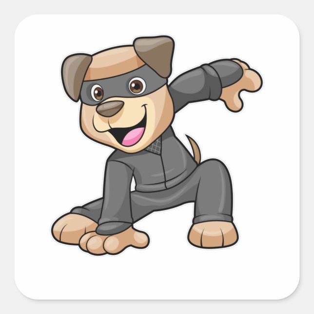 Sticker Carré Chien en costume Ninja (Devant)
