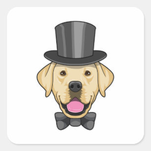 Sticker Carré Chien en garçon d'honneur avec nœud