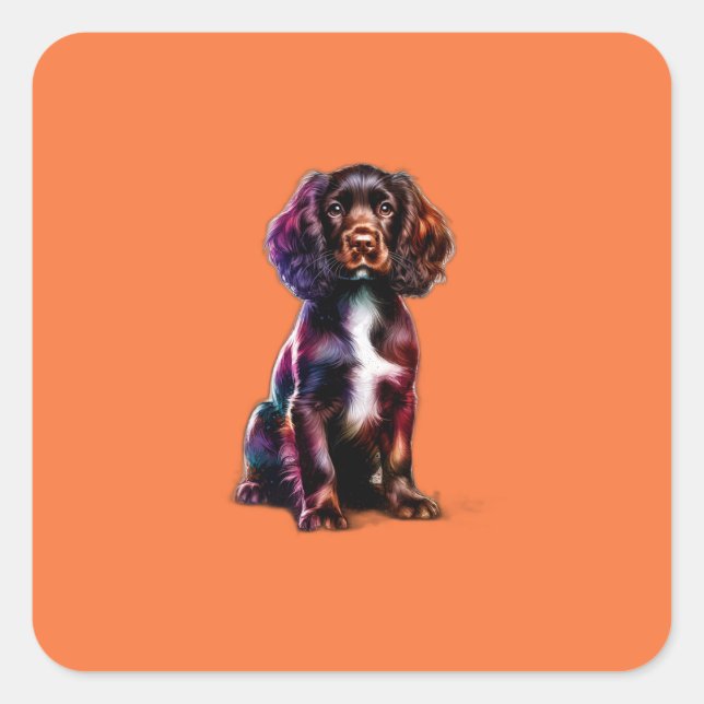 Sticker Carré Chien espagnol Boykin (Devant)