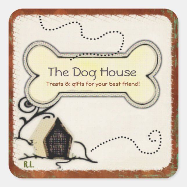 Sticker Carré Chien House PET TRAITES DONS ENTREPRISE (Devant)