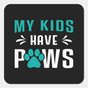 Sticker Carré Chien Mes enfants ont des chiens Chiens Chien Chie