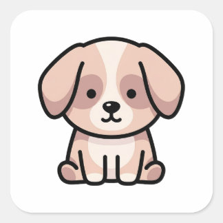Sticker Carré Chien minimal équilibré – Illustration mignonne mo