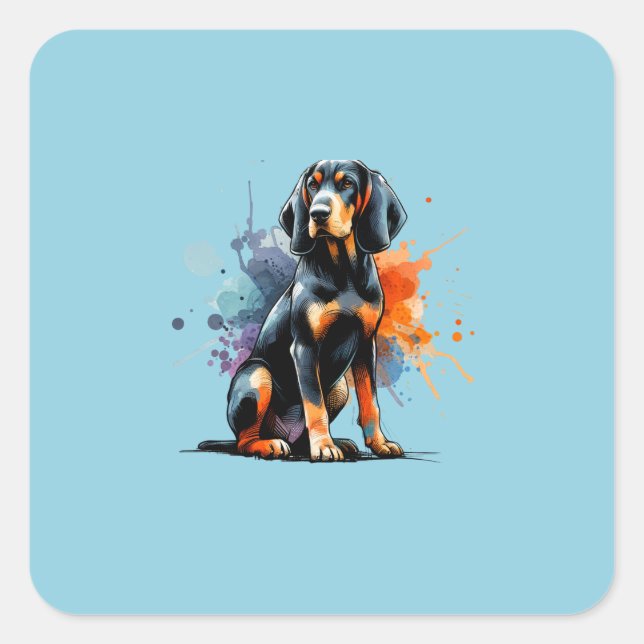 Sticker Carré Chien noir et blanc (Devant)