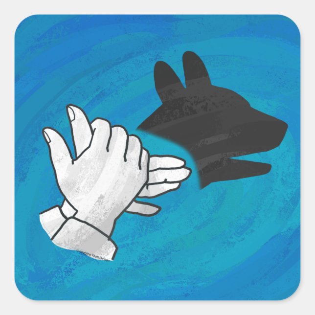 Sticker Carré Chien Ombré sur bleu (Devant)