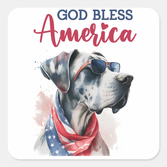 Sticker Carré Chien patriote-Dogue allemand (Devant)