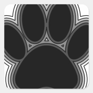 Sticker Carré Chien Paw Avec Plan