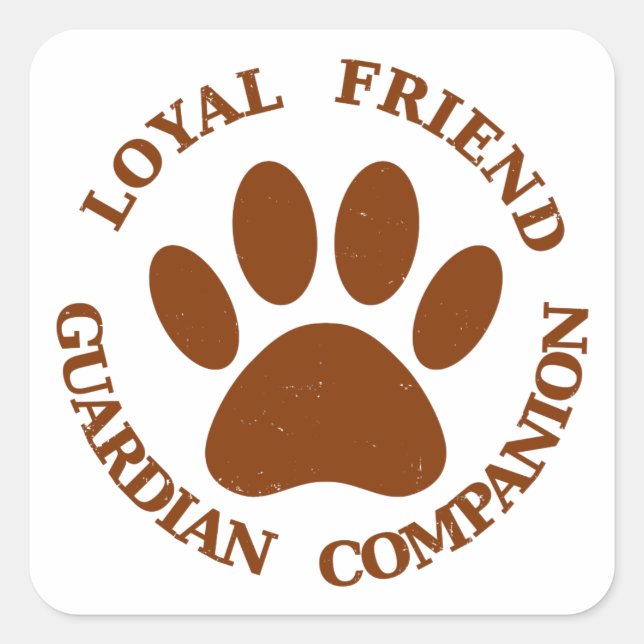 Sticker Carré Chien Paw Loyal Friend (Devant)